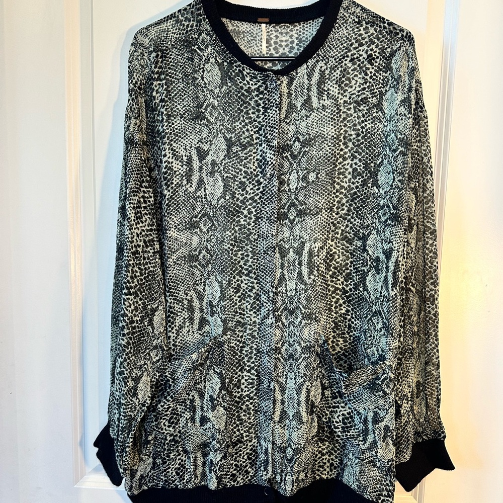 Free People Lori Python Sheer Oversized Button Up… - image 2